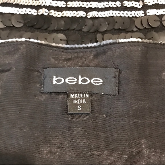 bebe Dazzling Sequin, Lace & Ruffle Skirt, Sz S, Black Silver, Cream Lace - Picture 4 of 6